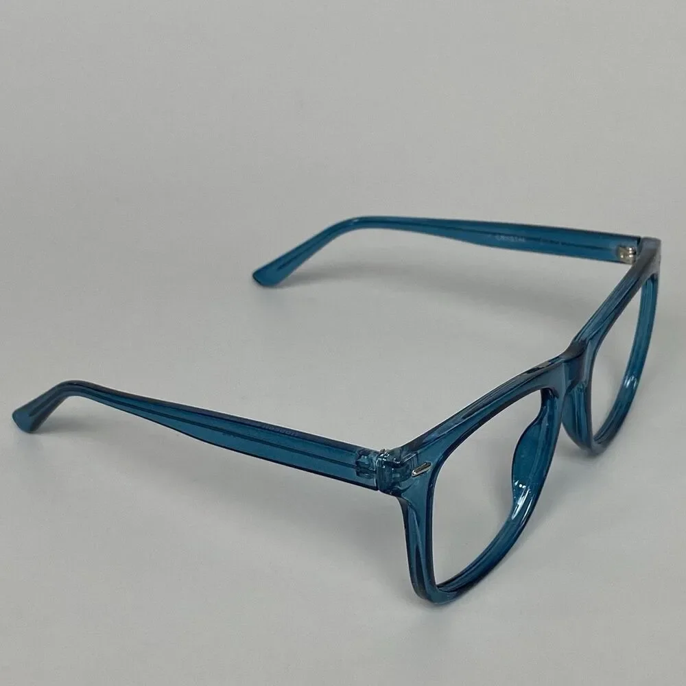Modern Because Crystal Blue Transparent Eyeglass Frames Unisex Optical Glasses